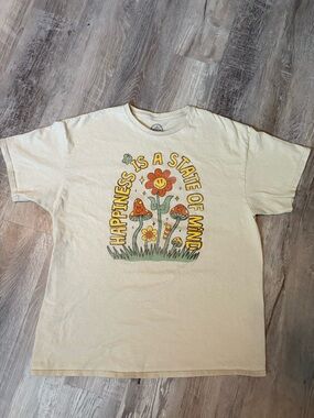 DOM Tshirt in Cream - 'Happiness' Graphic
